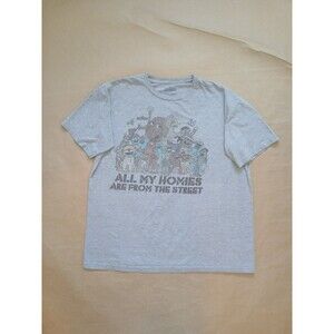 Sesame Street T Shirt Adult L Gray Graphic Tee All My Homies Are From The Street